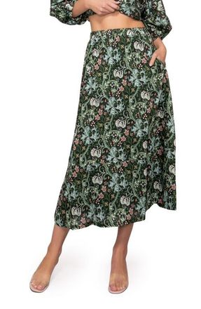 Melloday Print Midi Skirt in Green Multi at Nordstrom, Size X-Small
