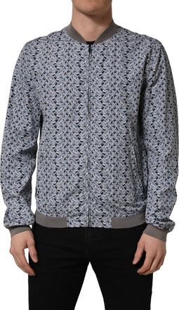 Dolce & Gabbana Mens Light Blue Cotton Car Print Bomber Jacket Clothing