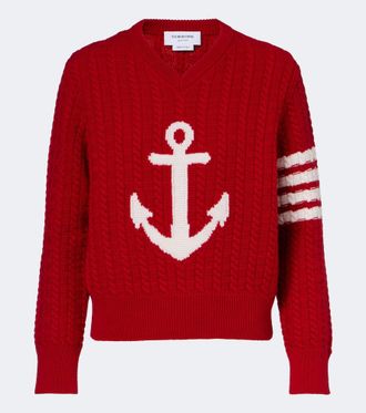 Thom Browne Pullover 4-Bar in lana vergine a trecce