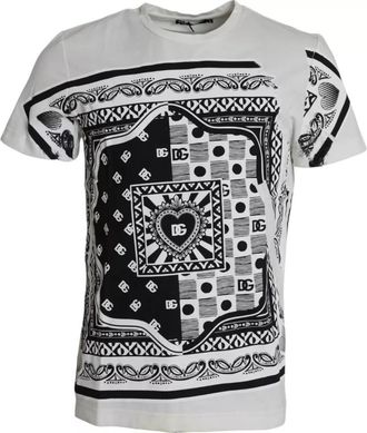 Dolce & Gabbana Mens Bandana Print Tshirt - White Cotton - Size EU 48 (Mens)