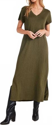 Bella Dahl Knit V-Neck Maxi Dress In Italian Herb