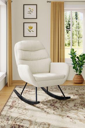 Living and Home Teddy Fleece Upholstered Rocking Chair in Beige