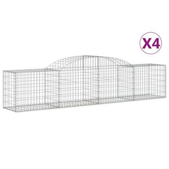 Berkfield Home Arched Gabion Baskets 4 pcs 300x50x60/80 cm Galvanised Iron in Silver
