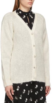 Erdem Cream Marcilly Cardigan with Crystal Button Detail Size XL