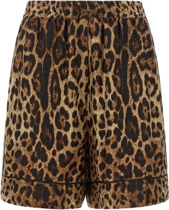 Dolce & Gabbana Animal Print Shorts - Dames - Korte Broeken - Bruin - L - Satijn - Korte Broeken