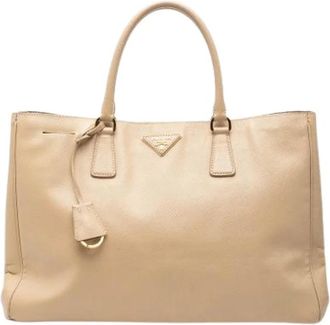 Prada Pre-owned Leren Tote - Dames - Vintage Shopper - Beige - ONE Size - Leer - Vintage