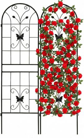 Relaxdays Relaxdays Enrejado, Juego De 2, 180 X 50 Cm, Metal, Para Trepadoras Y Rosales, Jard&iacute;n, Negro
