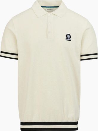 Sandbanks Mens Sandbanks Stripe Hem Polo Ecru - Tan - Size: 42