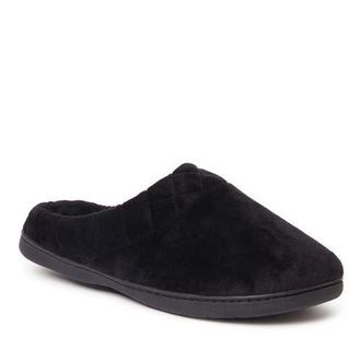 Dearfoams Darcy Quilted Cuff Velour Clog Slipper in Black at Nordstrom, Size Xx-Large