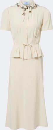 Prada Vestido midi de crep&eacute; de seda adornado