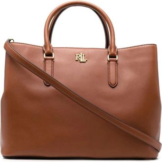 Ralph Lauren Tassen, Dames, Bruin, ONE Size, Leer, Marcy Large Satchel