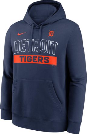 Nike Detroit Tigers Club Nike Mens MLB Pullover Hoodie in Blue | NKDK44BDG-2VW