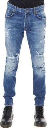 John Richmond Slim Fit Jeans met Scheuren - Heren - Slim Fit Jeans - Blauw - W31 - Katoen - Jeans
