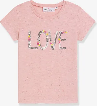 Danamade M&auml;dchen T-Shirt mit Pailletten-Schrift DADRIANA DANAMADE pudrig rosa