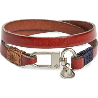 Caputo & Co. Mens Wide Leather Double Wrap Bracelet in Tan at Nordstrom Rack