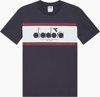 Diadora Mens Diadora Blue Denim/Optical White SS Logo T-Shirt - Navy - Size: 42