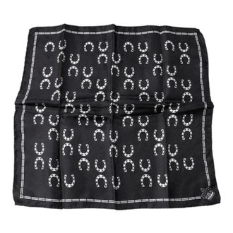 Dolce & Gabbana Horseshoe Silk Square Handkerchief Scarf - male - Dolce & Gabbana - Handkerchiefs - Black - ONE SIZE - Accessories