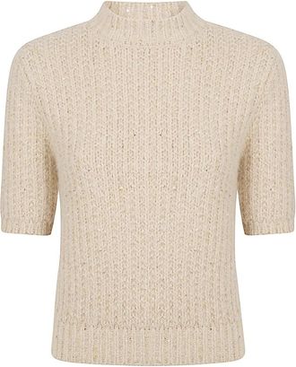 Eleventy Truien & Vesten, Dames, Beige, M, Wol, Alpaca Wol Ronde Hals Trui
