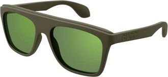 Gucci Vierkante Zonnebril - Heren - Zonnebrillen - Groen - 57 MM - Nylon - Accessoires