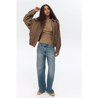 H&M Baggy regular waist jeans in Washed Denim Blue at Nordstrom, Size 14