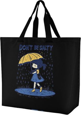 Generic Dont Be Salty Large Reusable Shopping Bag Lightweight Foldable Tote Bags Washable Shoulder Handbag