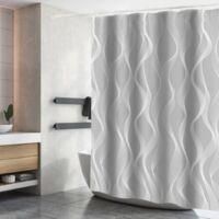 OEM Cortina De Ducha Impermeable De Poli&eacute;ster, Lavable A M&aacute;quina, Con 12 Ganchos, 180 X 200 Cm, Gris - Crezuo