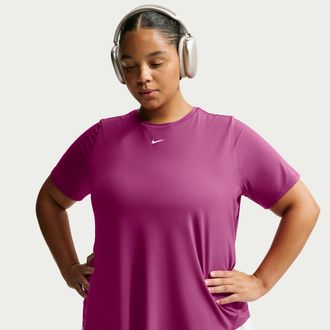 Nike Womens One Classic Dri-FIT Short-Sleeve Top (Plus Size) in Red | FN2800-630