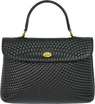 Bally Vintage Handbag Leather Black Leather Handbag (Pre-Owned)