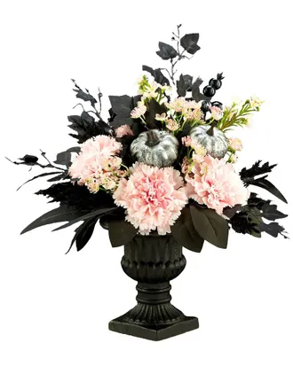 National Tree Company 17In Pretty Morbid Pink Carnation Halloween Centerpiece