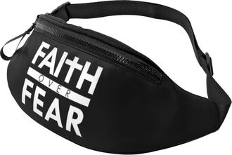 Generic Faith Over Fear Bible Scripture Verse Christianty Chest Bag Waist Pack Lightweight Fanny Pack For Camping Running Outdoors 14X35Cm