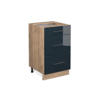 Vicco Mueble Bajo De Cocina Fame-line, Azul Oscuro Alto Brillo, 50 Cm Sin Encimera Vicco