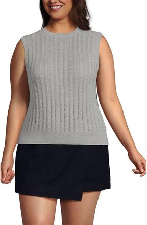 Lands End Cotton Pointelle Shell Sweater in Gray Heather at Nordstrom, Size 3X