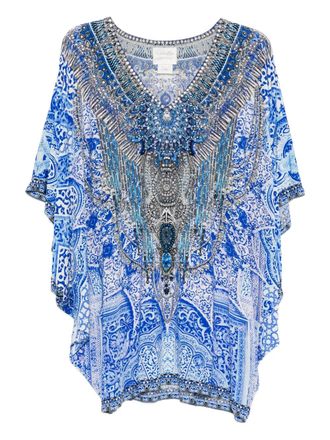 Camilla Mini-jurk met vleermuismouwen - Blauw