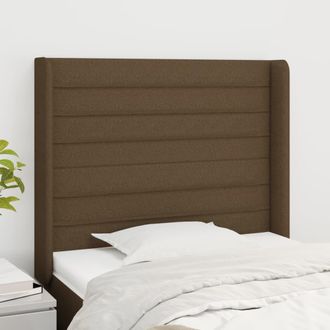 vidaXL Cabecero Con Orejas De Tela Marr&oacute;n Oscuro 103x16x118/128 Cm Vidaxl