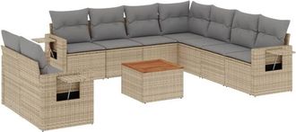 vidaXL Juego De Sof&aacute;s Jard&iacute;n Con Cojines Beige 10 Pzas Rat&aacute;n Sint&eacute;tico Vidaxl