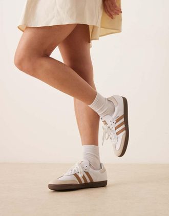 adidas Originals Samba OG - Sneakers bianche e marrone chiaro-Bianco