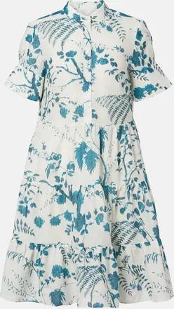 Erdem Floral tiered cotton and linen minidress