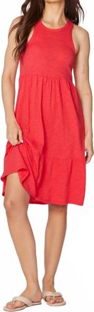 bobi Tiered A-Line Tank Dress In Barn Red