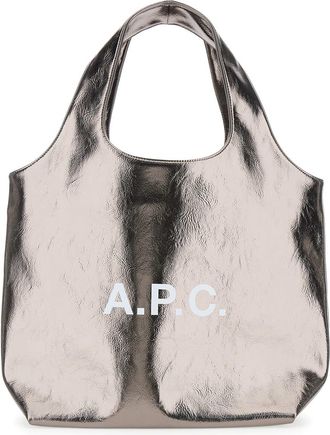 A.P.C. A. P.C. ninon Metallic Tote Bag With Logo Print In Faux Leather Woman