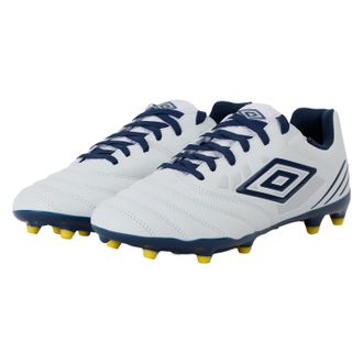 Umbro Heren Tocco IV Club FG Voetbalschoenen (Wit/Poseidon/Blazing Geel)
