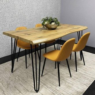 Kosy Koala Modern Dining Table Set With 4 Mustard Chairs Dining Room Furniture