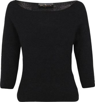 Cortana Overhemden, Dames, Zwart, S, Boat-neck Knit Top