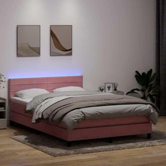 vidaXL Cama Box Spring Con Colch&oacute;n Terciopelo Rosa 140x220 Cm Vidaxl