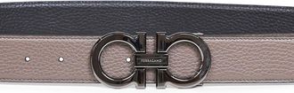Ferragamo Mens Reversible Belt Gancini Mud Calf Leather
