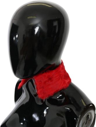 Dolce & Gabbana Womens Red Fur Neck Collar Wrap Lambskin Scarf