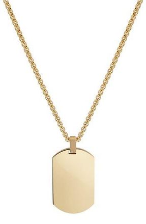 Geoffrey Beene Mens Stainless Steel Dog Tag Pendant Necklace in Solid Gold at Nordstrom Rack