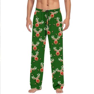 Generic Mens Christmas Pyjama Bottoms, Long Cotton, Christmas Pyjama Bottoms with Reindeer Print, Funny Christmas Pyjama Bottoms, Soft Christmas Pyjamas, Trou