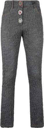 Moschino Jeans met juwelknopen - Dames - Slim Fit Jeans - Grijs - S - Katoen - Jeans