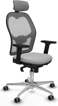 Piqueras y Crespo Piqueras Y Crespo - Jorquera Sincro Malla Gris Similpiel Gris Claro Brazos 2d Base Aluminio Cabecero 2d Ruedas 65mm Engomada