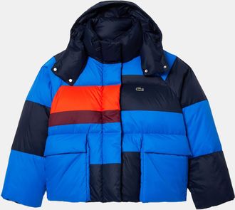 Lacoste Womens Oversized Removable Hood Puffer Jacket in Navy - Size 10 UK